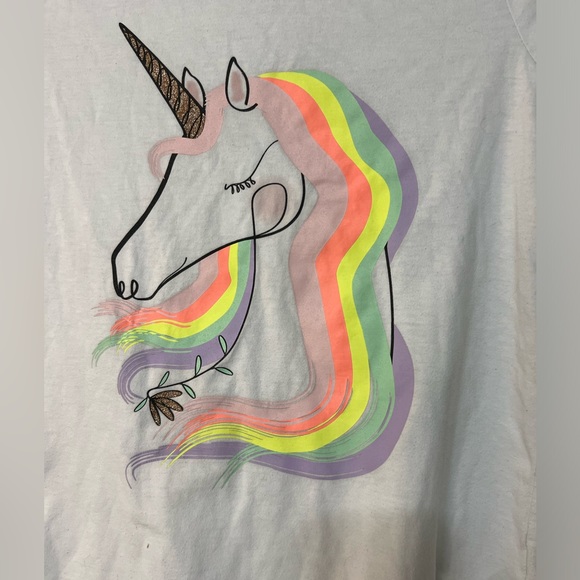 Big Girls Cat and Jack Unicorn Short Sleeve Tee Shirt - Picture 2 of 4